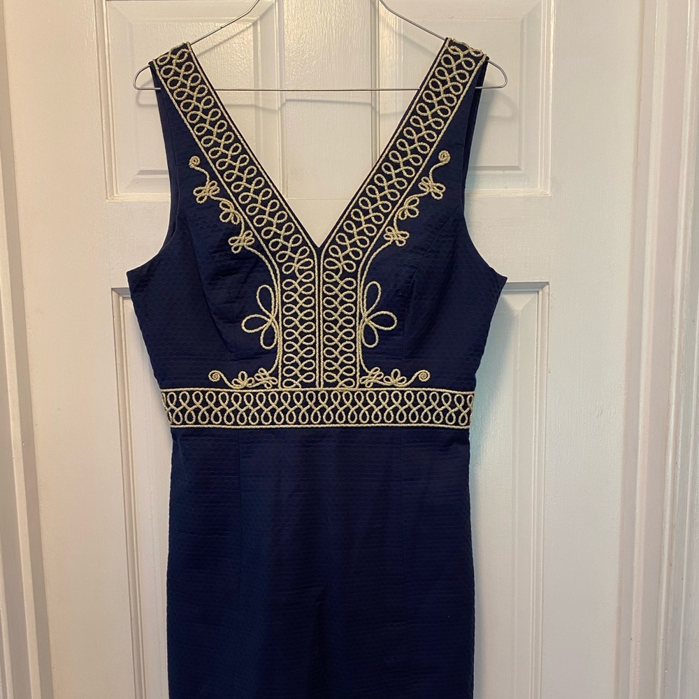 Lilly Pulitzer Aveline Navy and Gold Dress